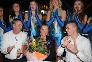 11-02-2017 SHOWBIZZ; LENIE BAMBERGEN DE WEDUWE VAN PIET BAMBERGEN VIERT 80 STE VERJAARDAG.
foto: Albert den Iseger