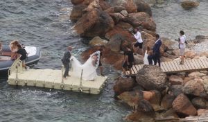 26-06-2016 SHOWBIZZ; NICK SCHILDER TROUWDE ZIJN KRISTEN OP ZONNIG IBIZA. De mooiste dag uit ons leven zo vertelde Nick aan de paar PERS mensen die aanwezig waren op de door hun gekozen een sombere foto lokatie. foto: Albert den Iseger