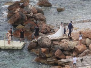 26-06-2016 SHOWBIZZ; NICK SCHILDER TROUWDE ZIJN KRISTEN OP ZONNIG IBIZA. De mooiste dag uit ons leven zo vertelde Nick aan de paar PERS mensen die aanwezig waren op de door hun gekozen een sombere foto lokatie. foto: Albert den Iseger