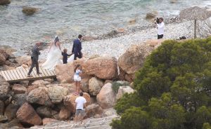 26-06-2016 SHOWBIZZ; NICK SCHILDER TROUWDE ZIJN KRISTEN OP ZONNIG IBIZA. De mooiste dag uit ons leven zo vertelde Nick aan de paar PERS mensen die aanwezig waren op de door hun gekozen een sombere foto lokatie. foto: Albert den Iseger