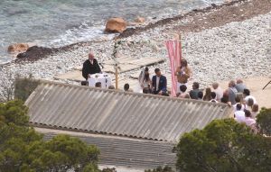 26-06-2016 SHOWBIZZ; NICK SCHILDER TROUWDE ZIJN KRISTEN OP ZONNIG IBIZA. De mooiste dag uit ons leven zo vertelde Nick aan de paar PERS mensen die aanwezig waren op de door hun gekozen een sombere foto lokatie. foto: Albert den Iseger