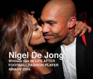 15-11-2014 SHOWBIZZ; LIFE AFTER FOOTBALL FASHION PLAYER AWARD 2014. Genomineerd waren NIGEL DE JONG-ELJERO ELIA EN RUUD BOYMANS. NIgel de Jong won de award en werd direct gefeliciteerd door zijn beeldschone vrouw Winonah de Jong. Het feest duurde tot 5 uur in de morgen. De lokatie HARBOUR CLUB AMSTERDAM.
foto: Albert den Iseger